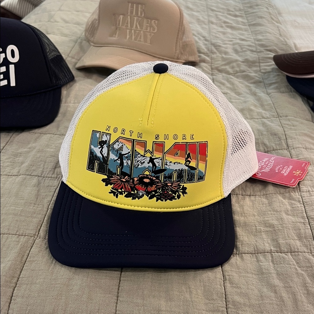 American Needle North Shore Hawaii Yellow and Navy Trucker Hat